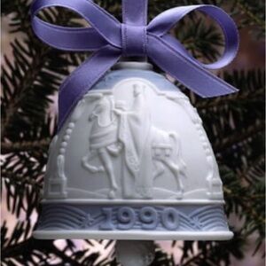Lladro 1990 Cream and Gray Porcelain Bell